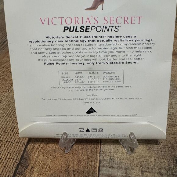 Victoria's Secret PulsePoints Compression Level 1 Panty Hose Navy Small Vtg New - Picture 5 of 6
